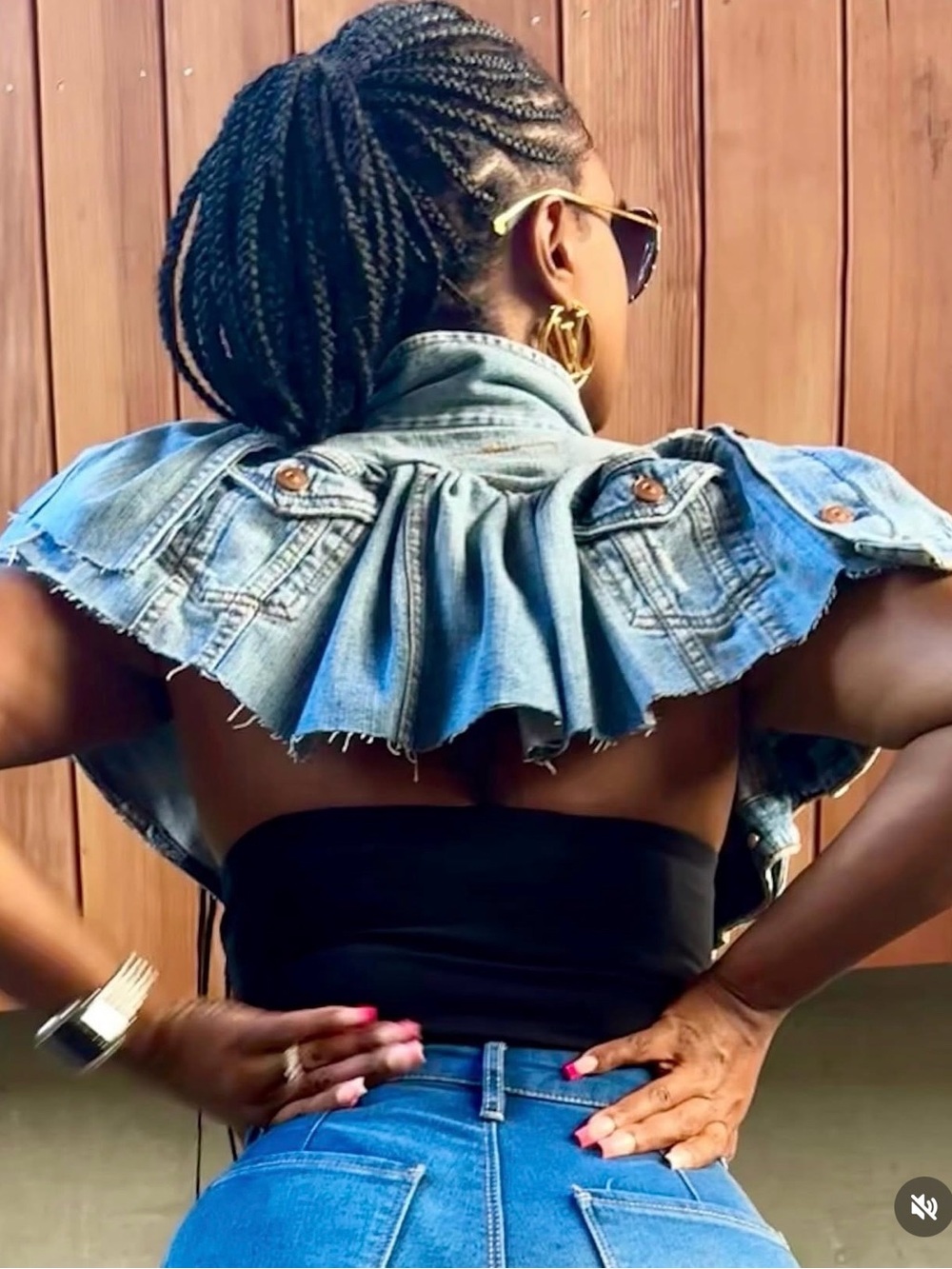 Custom made Ruffled Denim Cape - Picture 4 of 8
